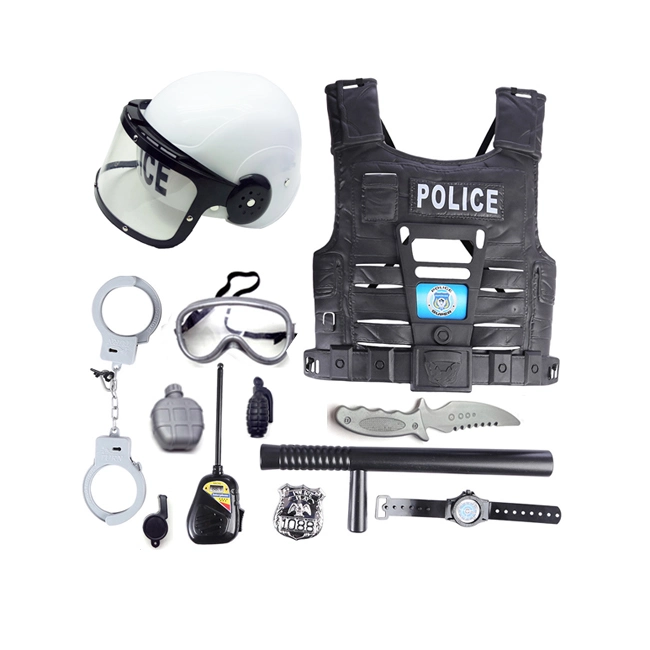 Wholesale Children Pretend School Policeman Costume Toy Kit Pretend Play Toy with Net Bag Simulation Role Play Kids Plastic Toys