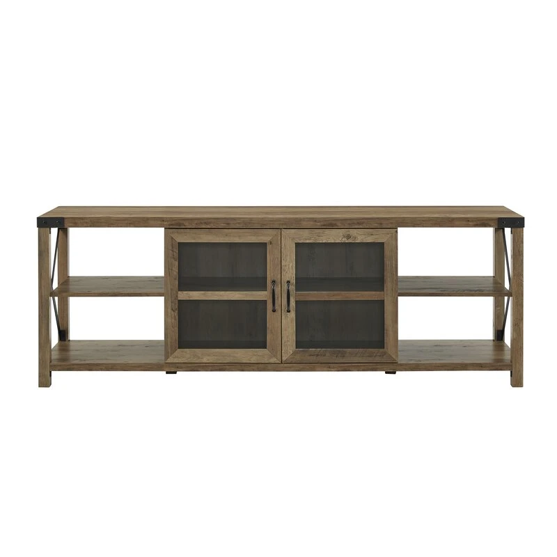 Living Room Furniture Reclaimed Barnwood Wooden TV Stand with Glass Door for Tvs up to 78 Inches