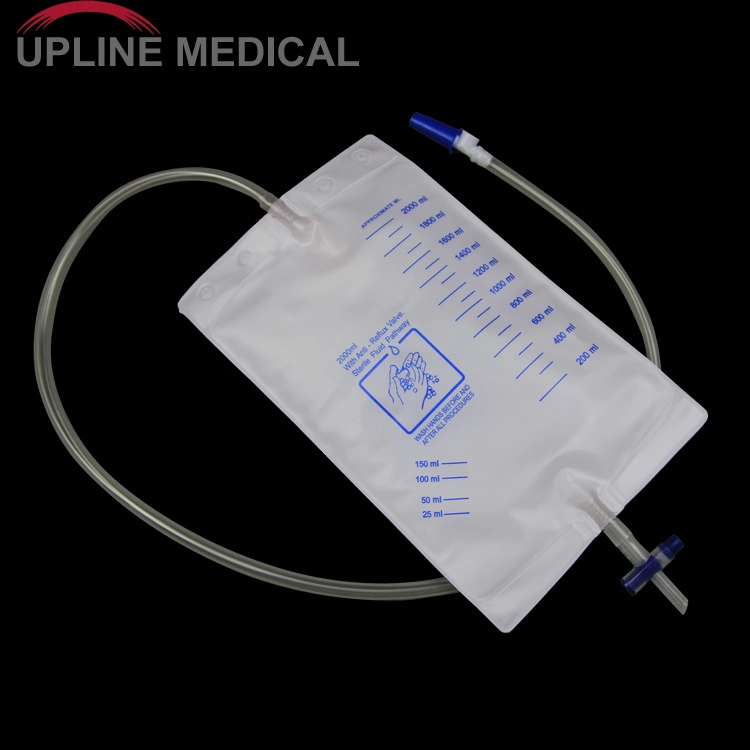 Sac à urine jetable de 2 000 ml pour adulte avec valve push-pull