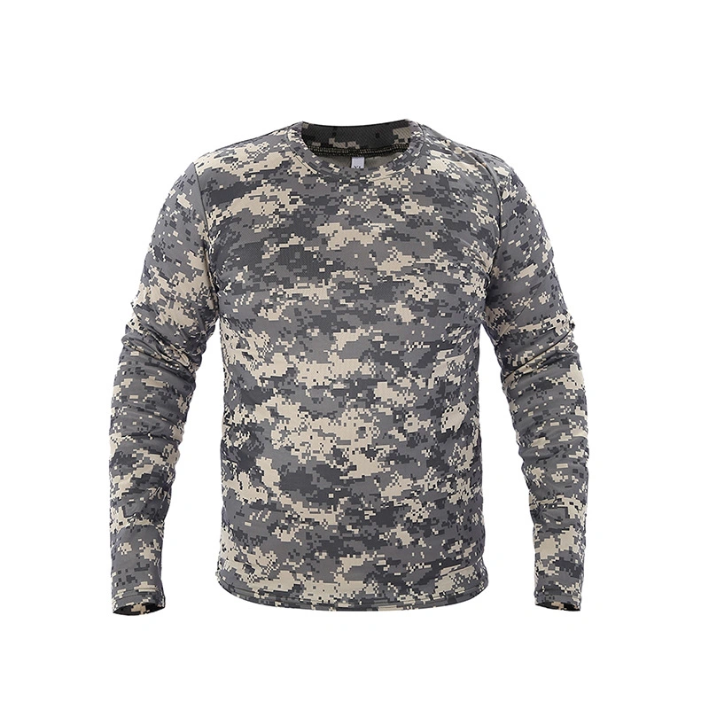 Venta directa de fábrica de los hombres de secado rápido de Manga Larga Camiseta ropa de camuflaje camuflaje Camiseta táctico