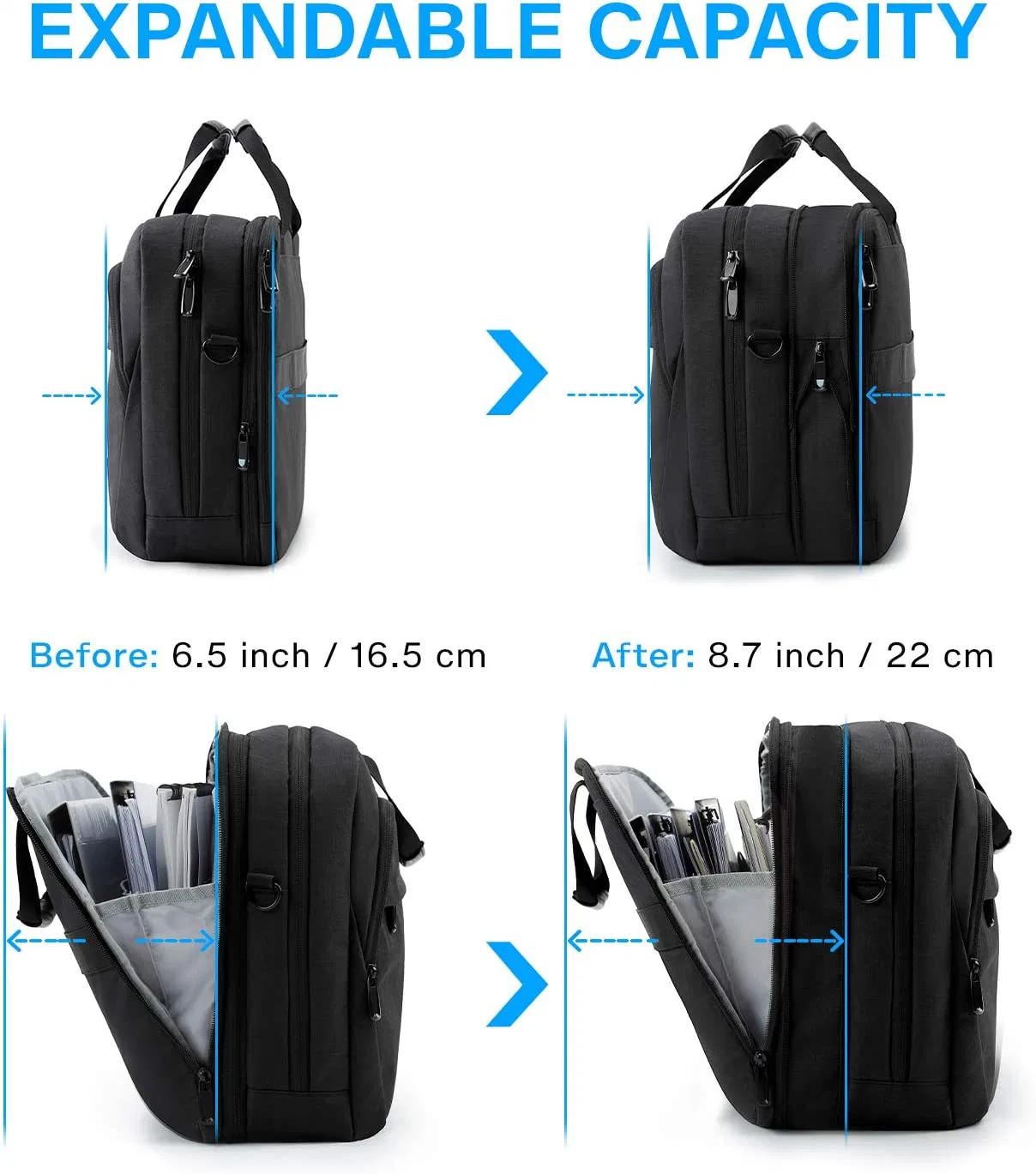 17.3 Inch Laptop Bag Expandable Briefcase, Computer Bag Men Women, Laptop Shoulder Bag, Work Bag Business Travel Office Bag