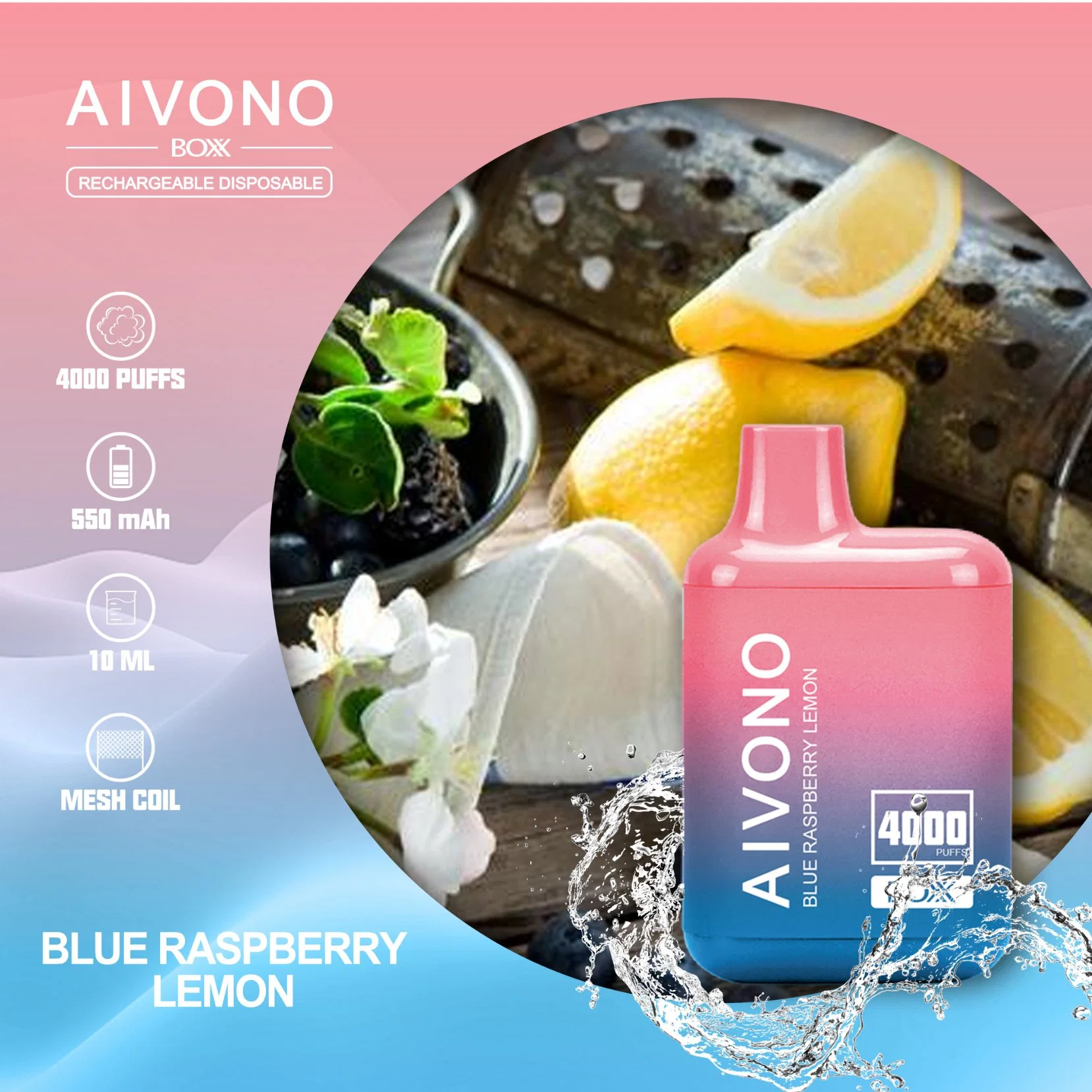 Aivono 4000 Puff e-cigarro atomizador 10 ml e-Liquid nicotina Sal 5% / 2% / 0% Venda por grosso de cigarros descartáveis Bar 5000 6000 7000 puff