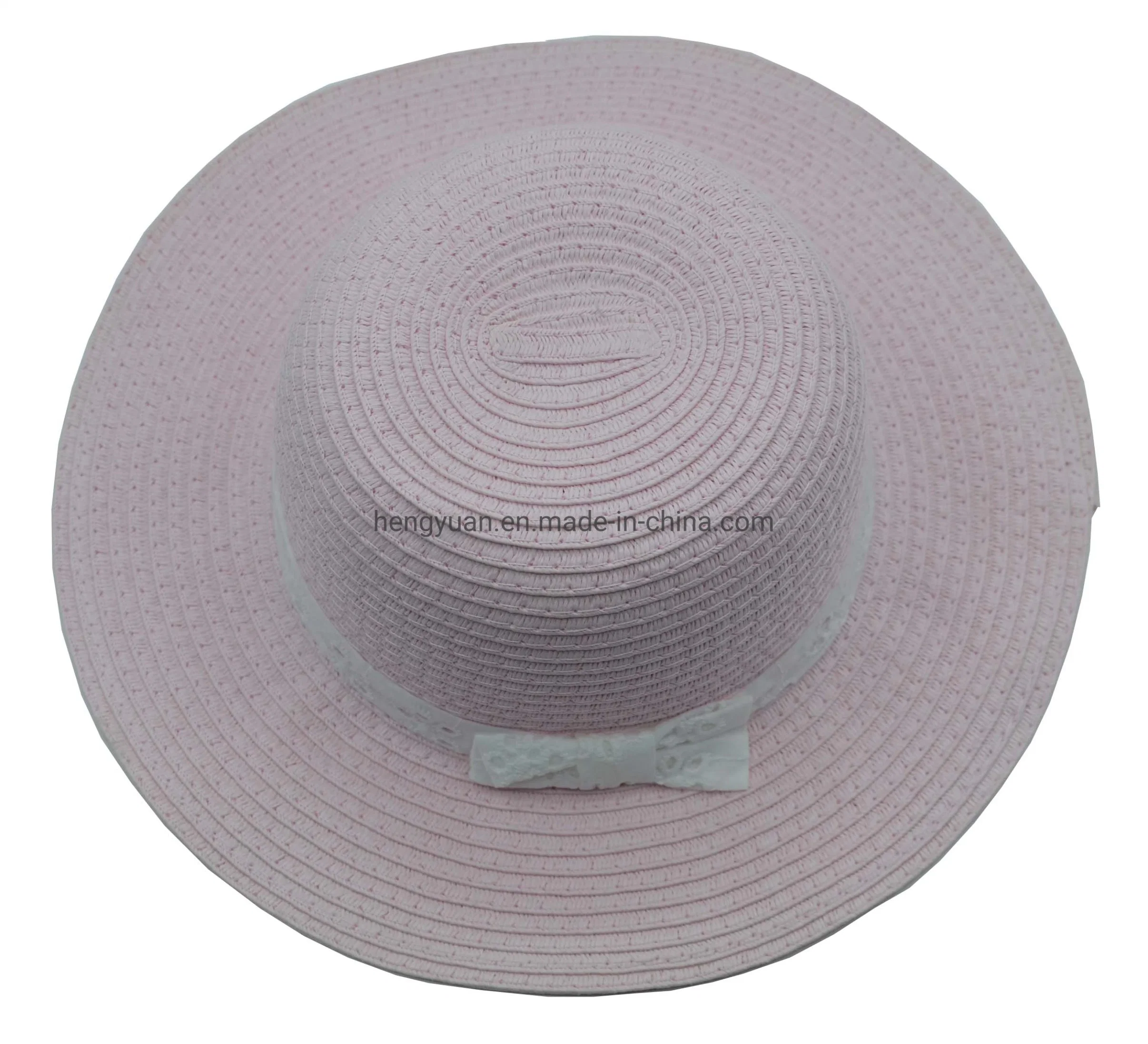 Wholesale/Supplier Pink Children Straw Hats with White Bowknot Fashion Tape BSCI, Oeko Tex