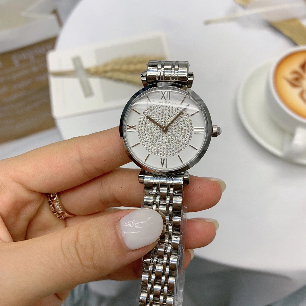 As mulheres personalizado Fashion Classic Relógios de pulso em aço inoxidável diamantes jóias assistir