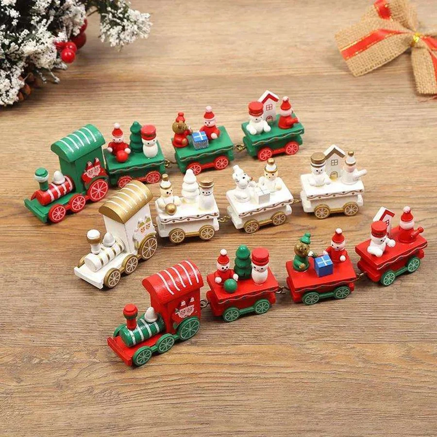 Wooden/Plastic Train Christmas Ornament Merry Christmas Decoration for Home 2022 Xmas Gifts Noel Natal Navidad New Year 2023 Christmas Decoration