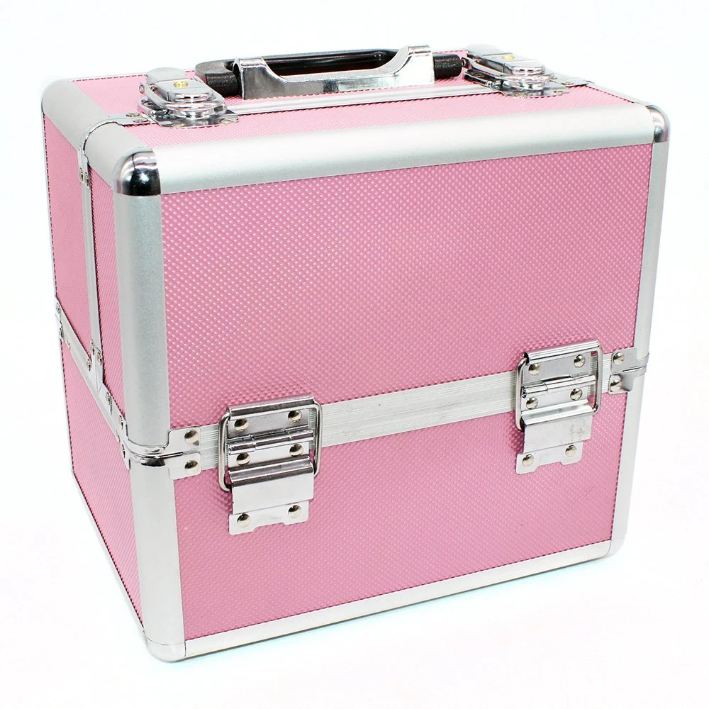 Hard Train Muti-Function Makeup Train Case Professional Aluminum with 6 Tier Tray and Brush Holder