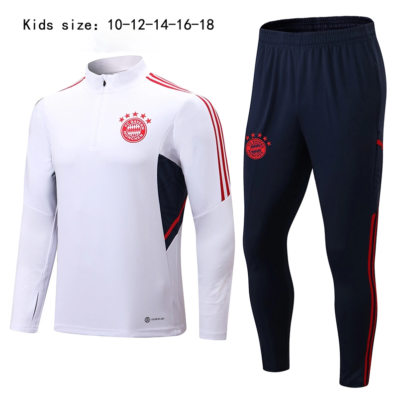 Bayern 2023 Kids Size Pullover Half Zip Football Tracksuit Men Soccer Winter Long Sleeve Training Suit Jacket and Pants Sportswear