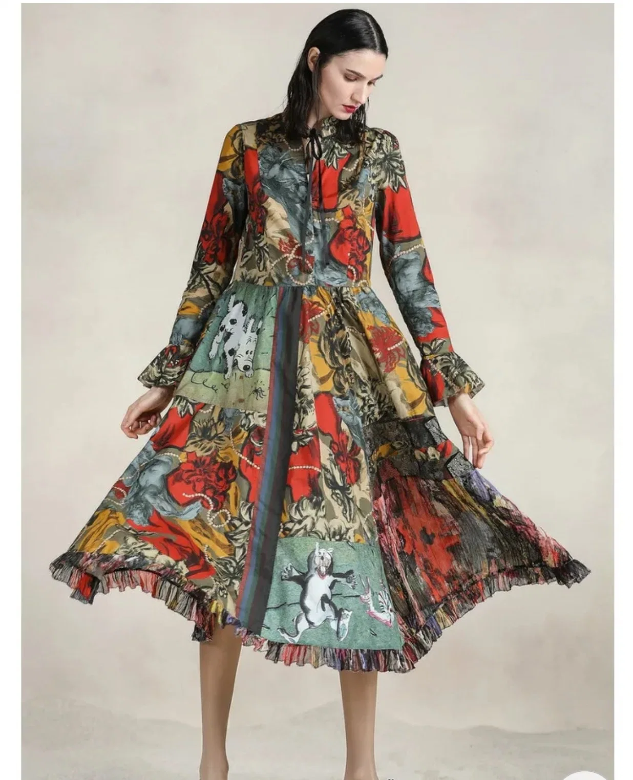 Spring 2021 Fashion New Women's Print and Flared Sleeves of Apparel