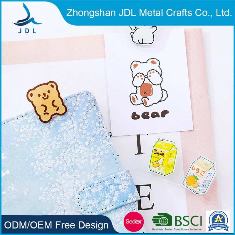 Custom Cartoon 3D Soft PVC Bookmark Metal Gold Plastic Paper Clip Holder Necklace Promotional (promotion) Gift