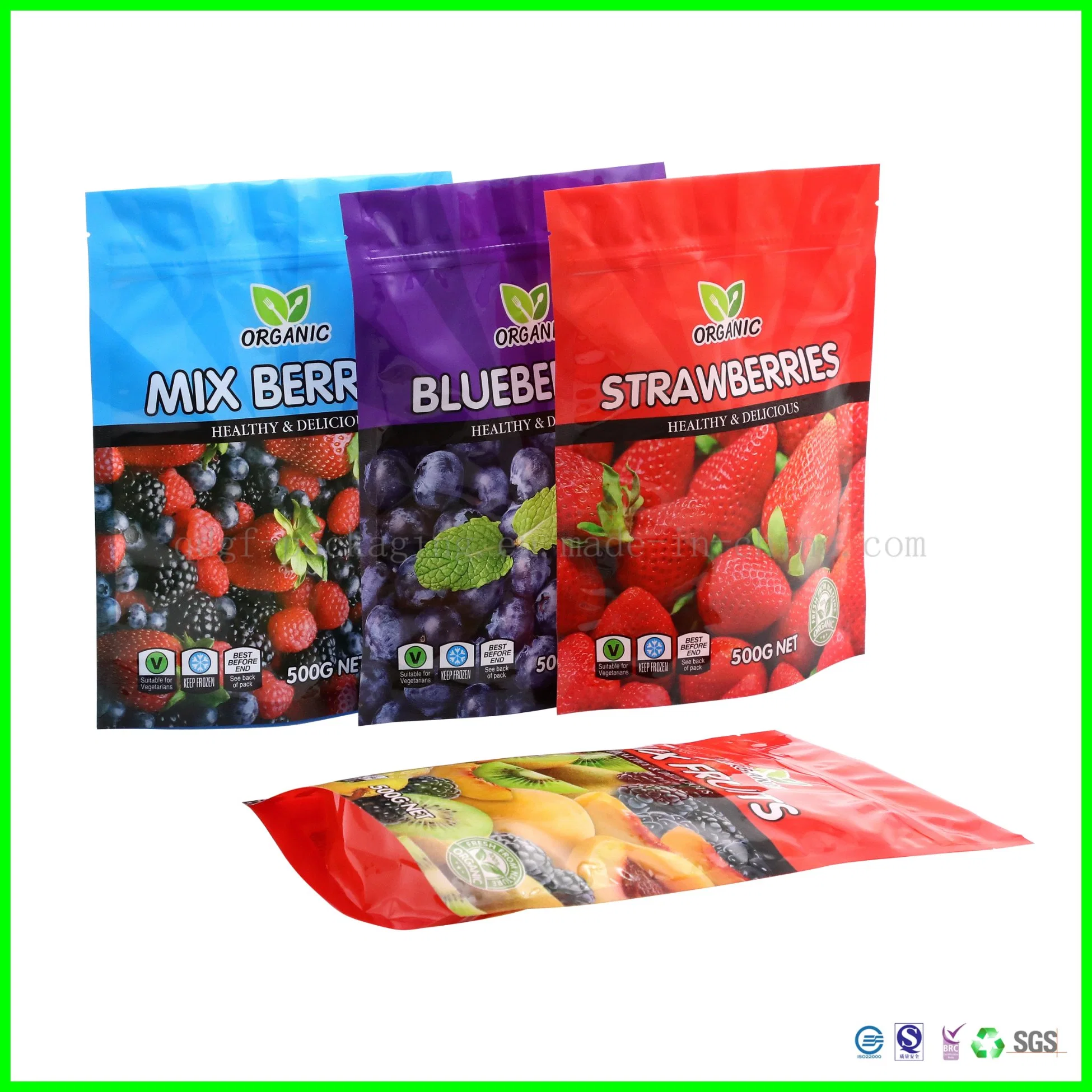 Resealable Pouch -18 Degree Frozen Fruit/Fish/Sea Foods Package/Plastic Packaging Bags Price for Storage Zipper/Vacuum/Zip Lock/Ziplock/Biodegradable Packing.
