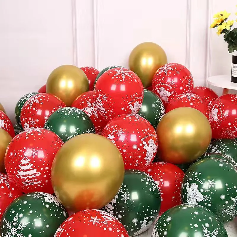 100 PCS Christmas Party Decorations Party Supplies Christmas Latex Balloons