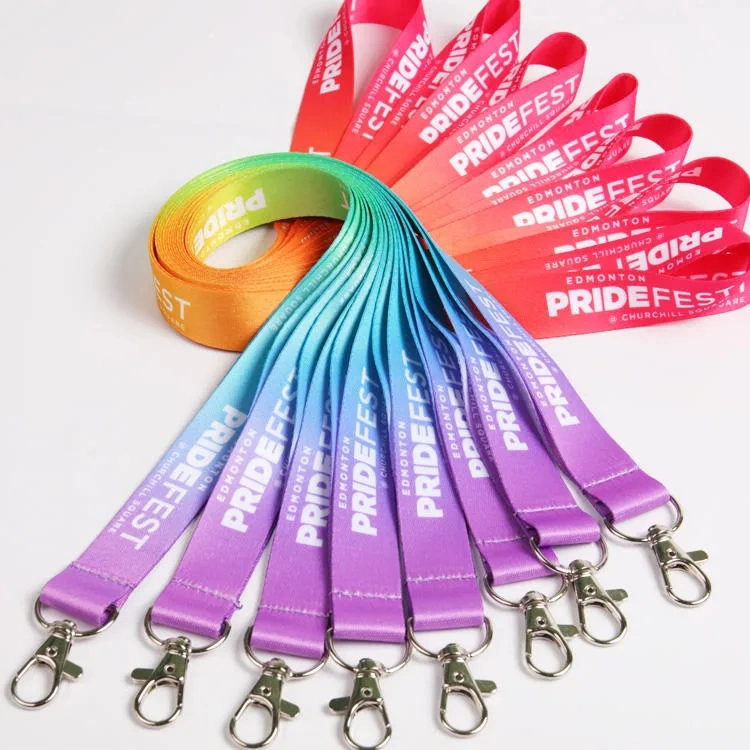 Tarjeta de identificación de los Lanyards de color rosa Caja de teléfono impresa cadena de llaves poliéster Cordón con cordón de clip con logotipo personalizado