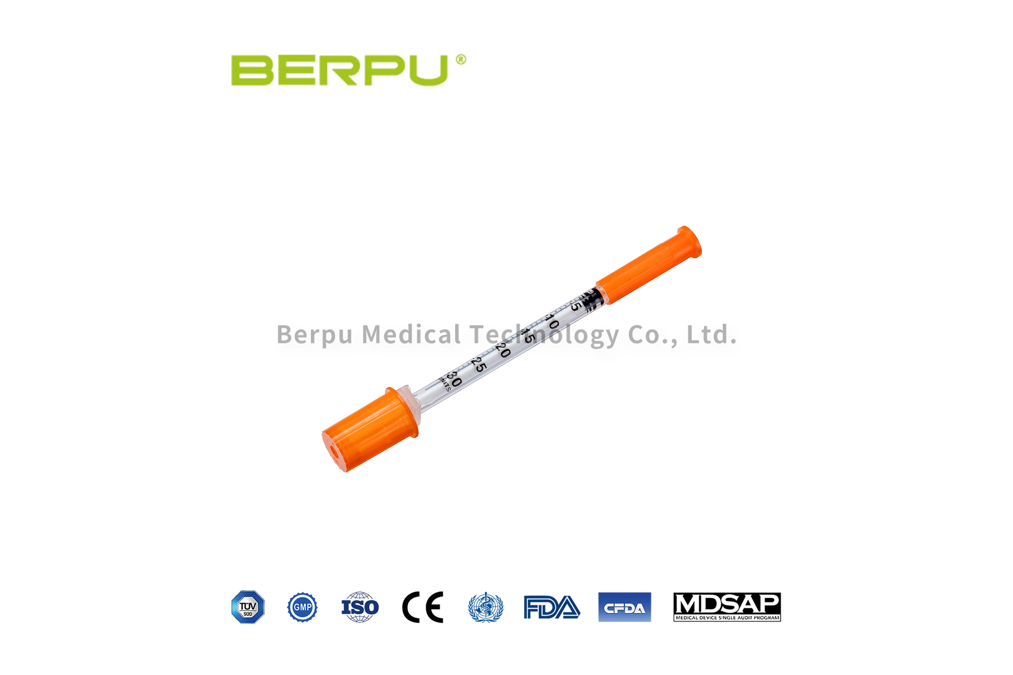 Eo Sterile Disposable Medical Blister or 10PCS Polybag Package Diabetes 1ml 0.5ml 0.3ml Insulin Syringe with Fixed Needle 29g 30g 31g*6mm