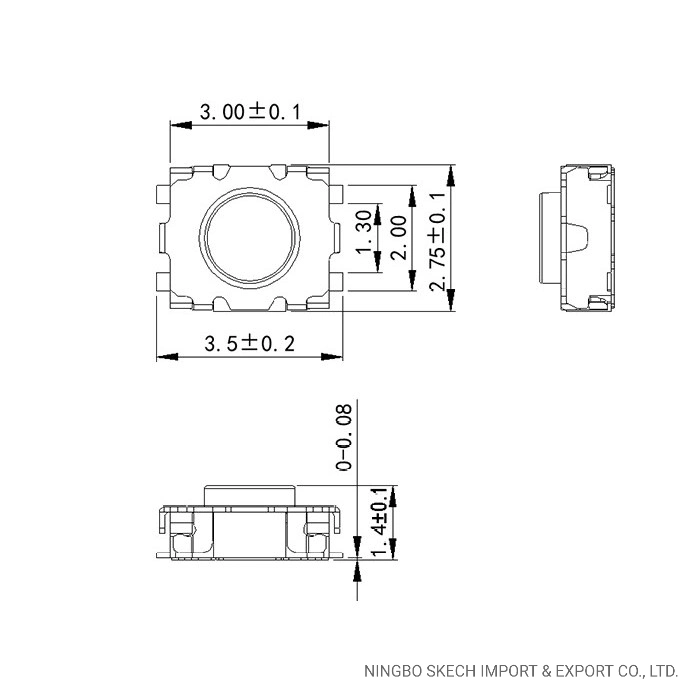 3.0 X2.75mm Ultra Compact SMD Tact Switch Vertical Push SMT Mounting Tactile Switch