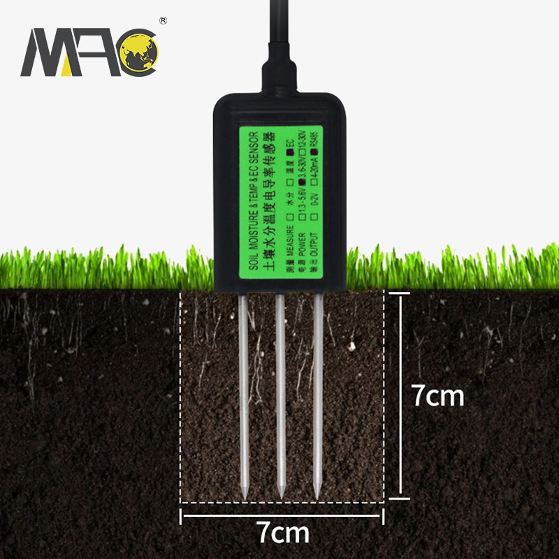 La agricultura Macsensor 4-20 mA 0-5 V salida RS485 Sensor de temperatura de la humedad del suelo