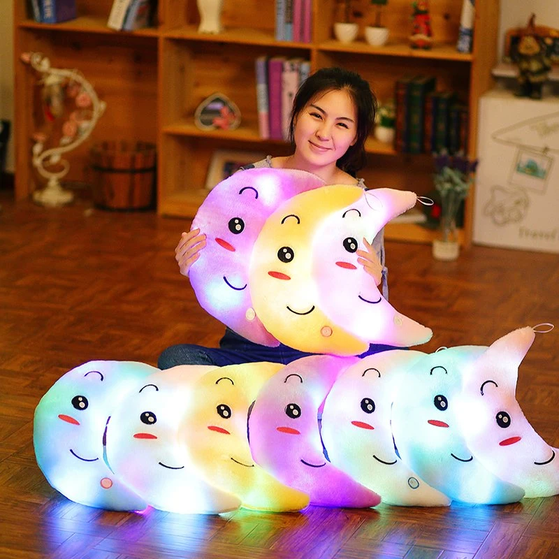Moon Pillow Plush Toys Cute Luminous Toy LED Light Glow in Dark