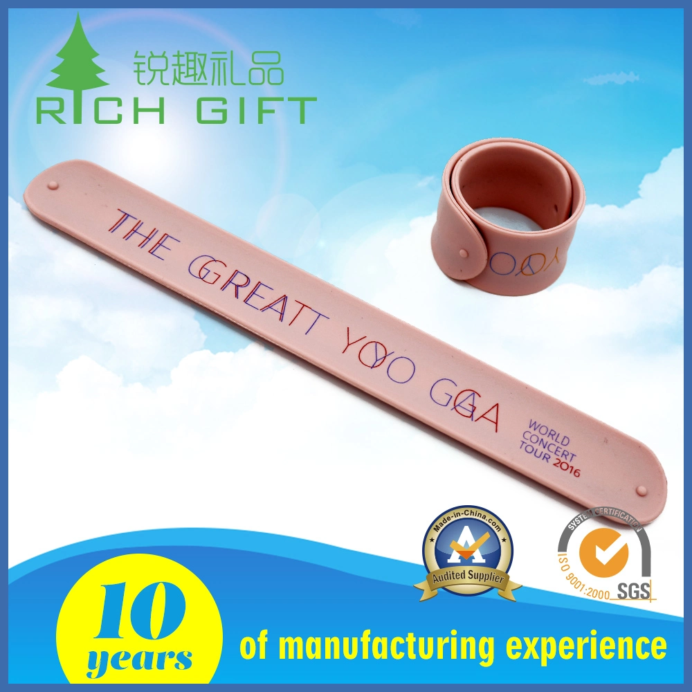 Custom Fashion PVC Silicone Slap Snap Wristband Bracelet for Kids