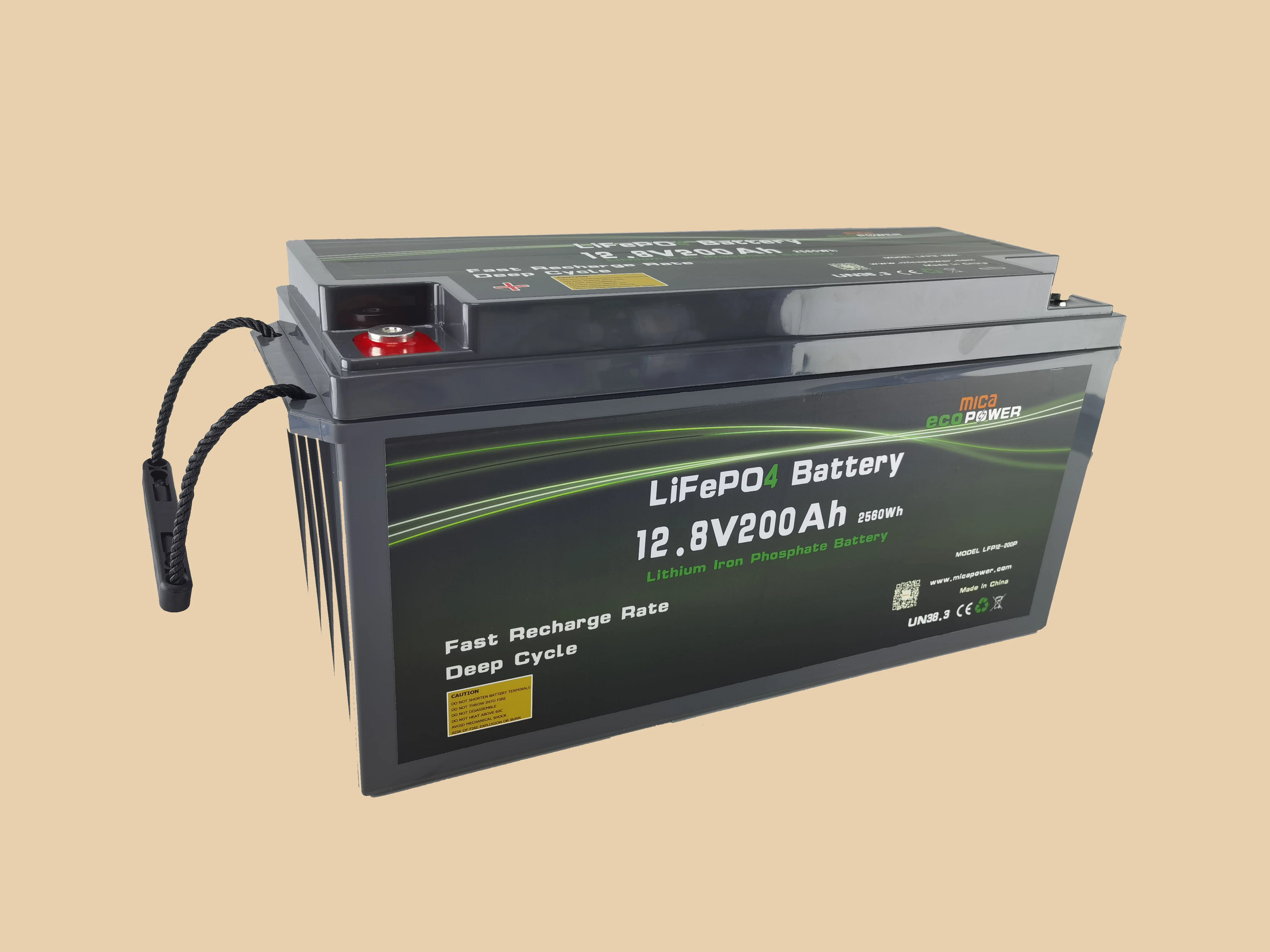 Le mica à cycle profond 12V 200Ah batterie solaire pour la maison du système de stockage de l'énergie batterie LiFePO4 Pack