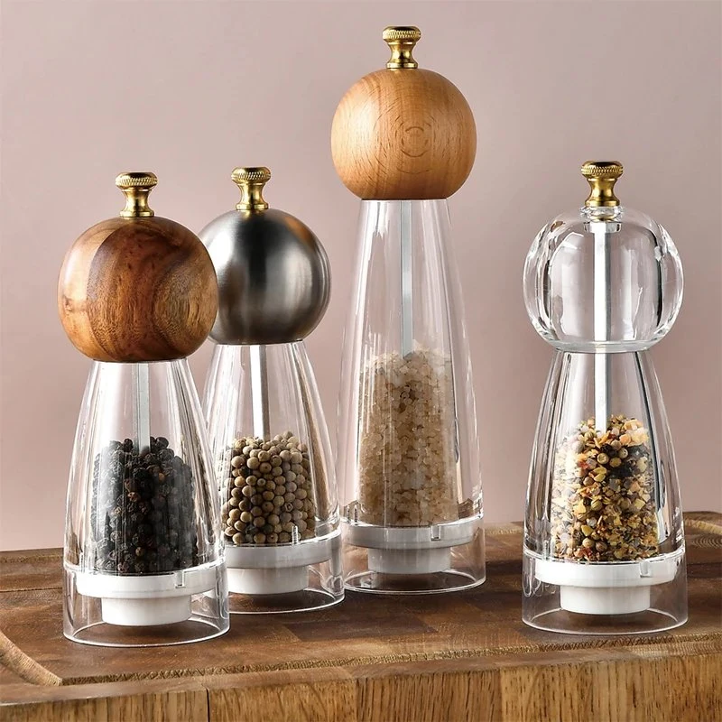 Aazon Hot Selling Factory Manufactured Wholesale/Supplier Acrylic Glass Hand Salt and Spice Mill Set Pepper Grinder