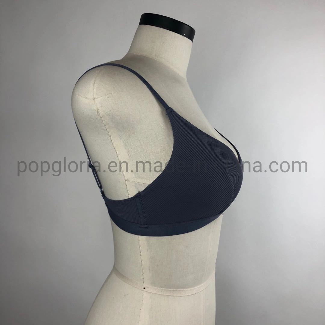 Ladies Bralette Soft Micro Nylon Rib Fabric with Shiny Elastic Comfortable Wireless No Padding