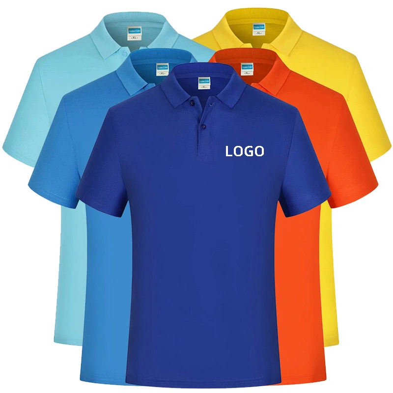 Camisa polo lisa para homens com logotipo personalizado de impressão ou bordado, feita de 100% algodão poliéster para sublimação.