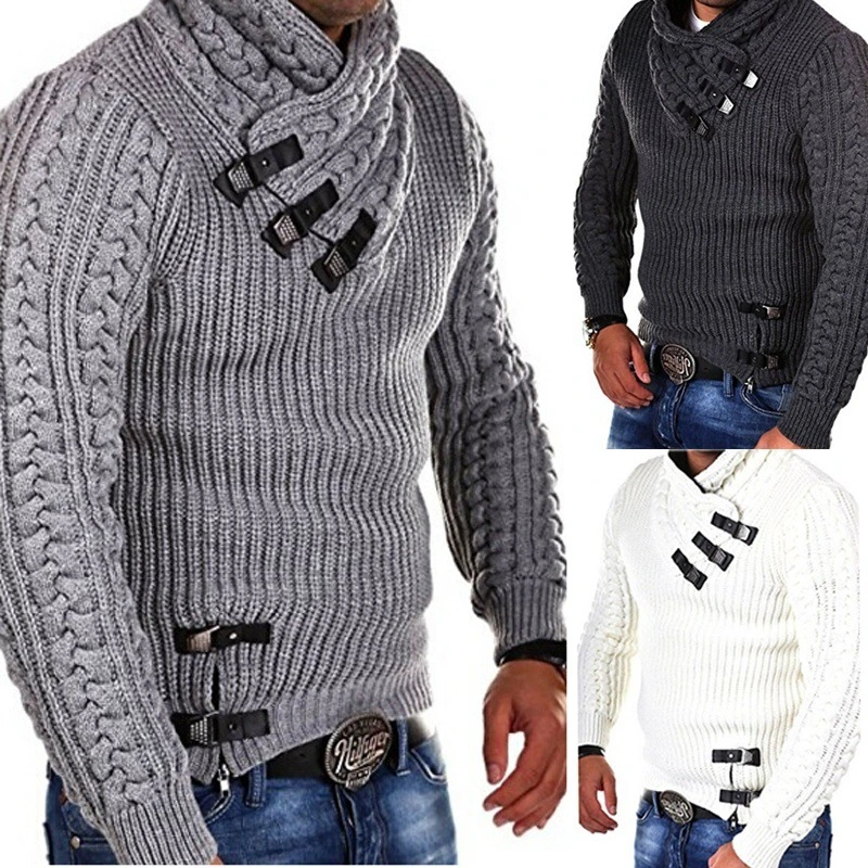 Мужские трикотажные Pullover Long-Sleeved тонкий установите свитер большого размера