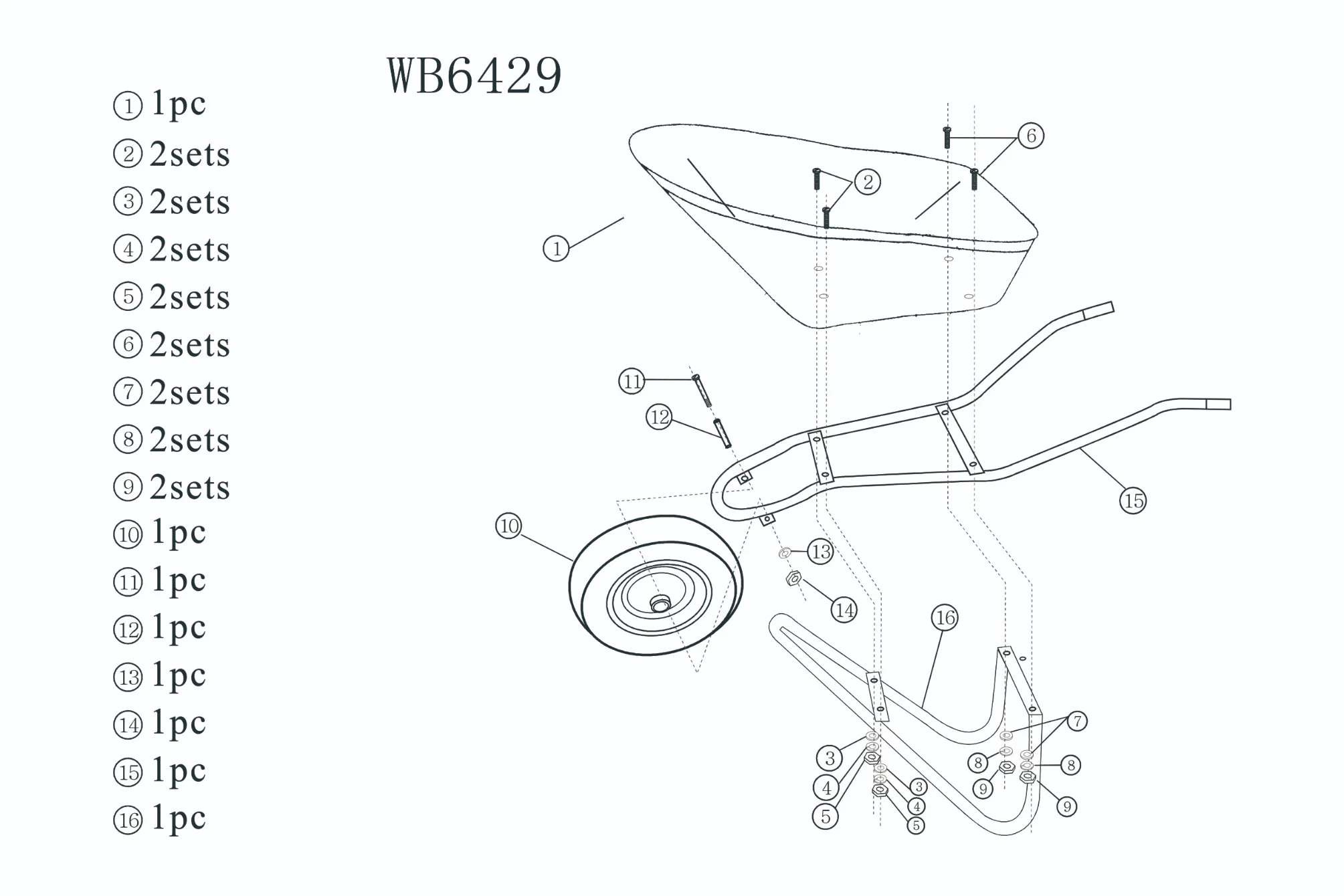 Wb6418 en el mercado de Rusia la construcción de acero pesado carretilla de mano con la bandeja de acero galvanizado