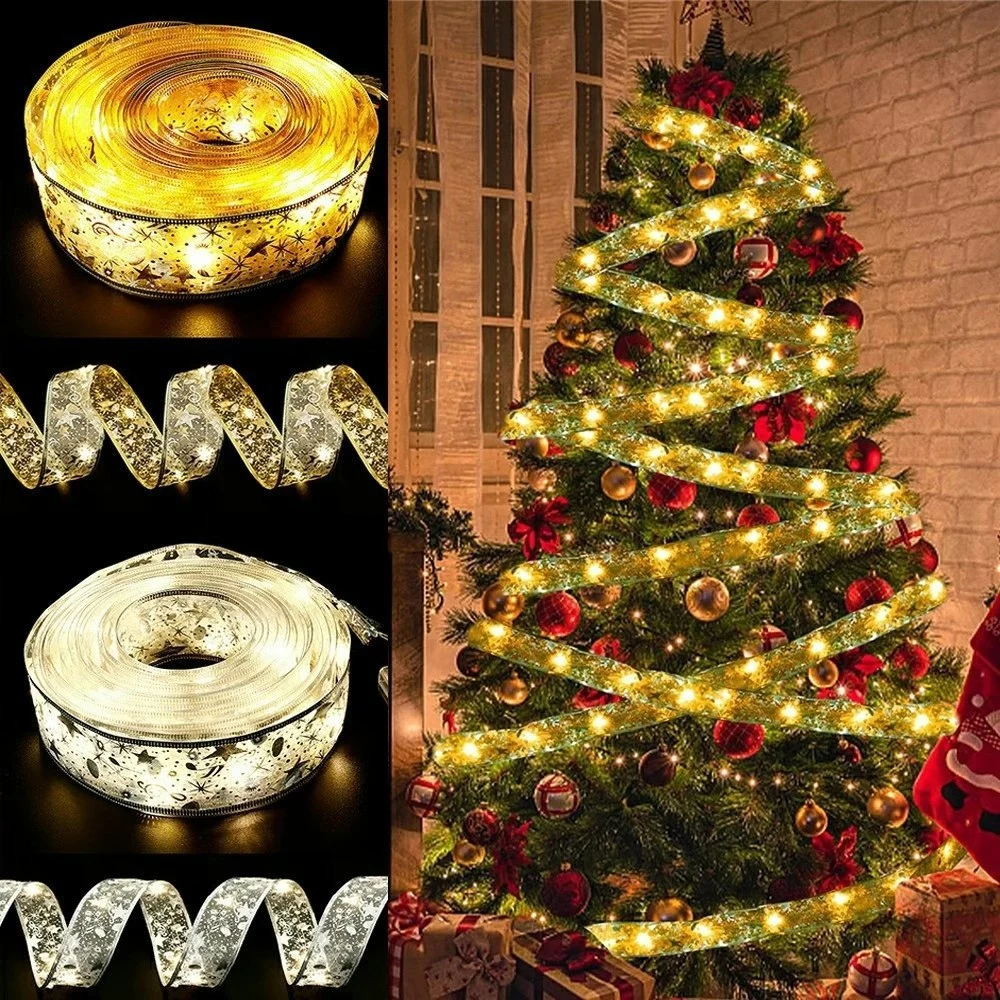 2023 شجرة عيد الميلاد الجديدة الديكور الشريط ضوء عيد الميلاد سلسلة الداخلية خفيف