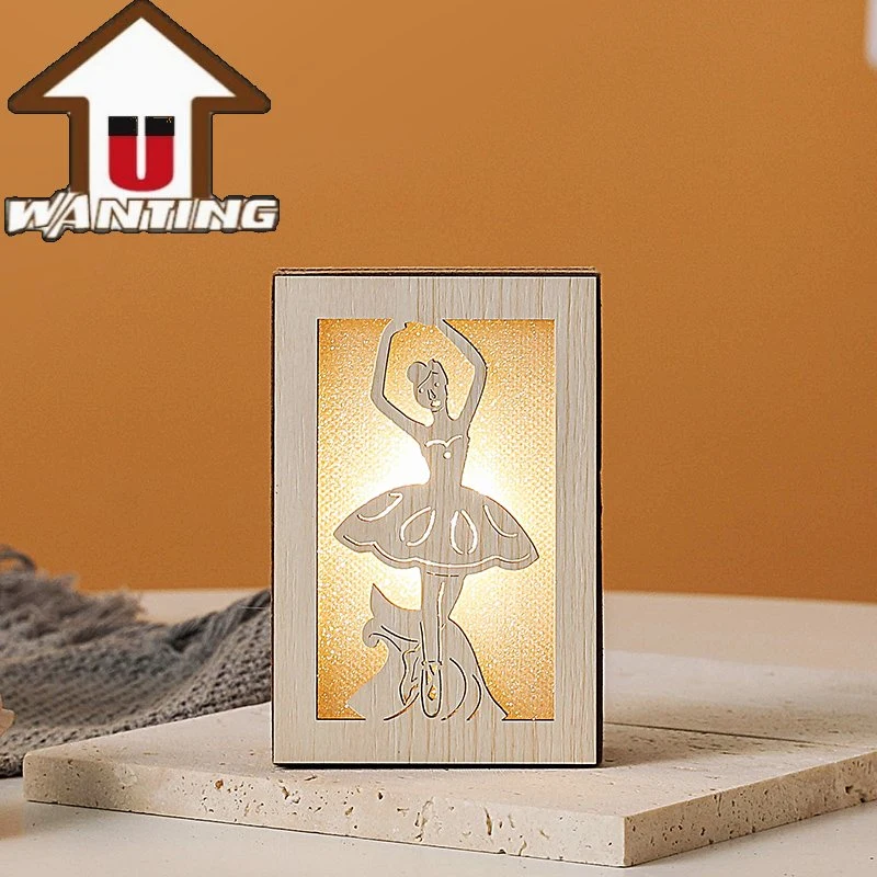 High quality/High cost performance  Embossed Lamp Wooden Craft Ballet Pattern Home Decor Wedding Decoration