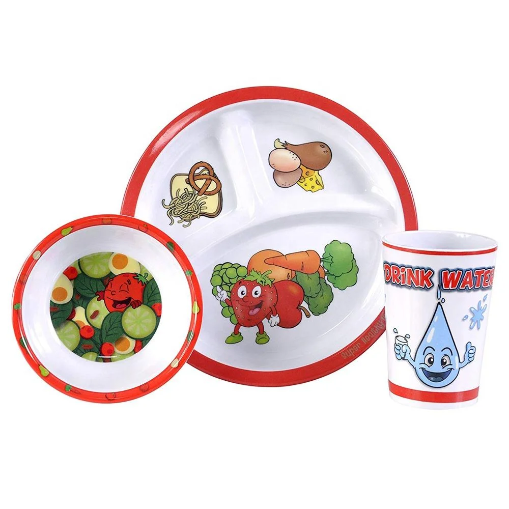 BPA Free Plastic Melamine Baby Set Baby Cup Bowl Plate Dinner Set