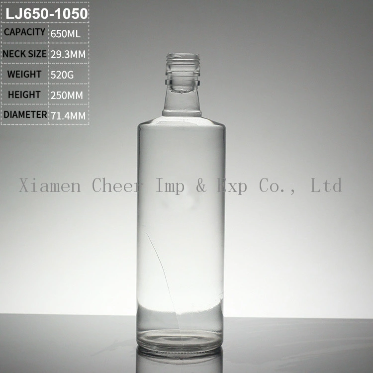 Transparent Alcohol Bottle Vodka Glass Bottle with Screw Cap