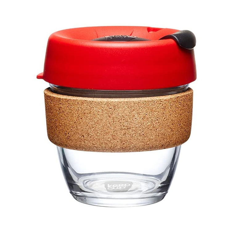 8oz 12oz 16oz Coffee Tea Milk High Borosilicate Glass Cup with Silicone Lid and Cork Sleeve