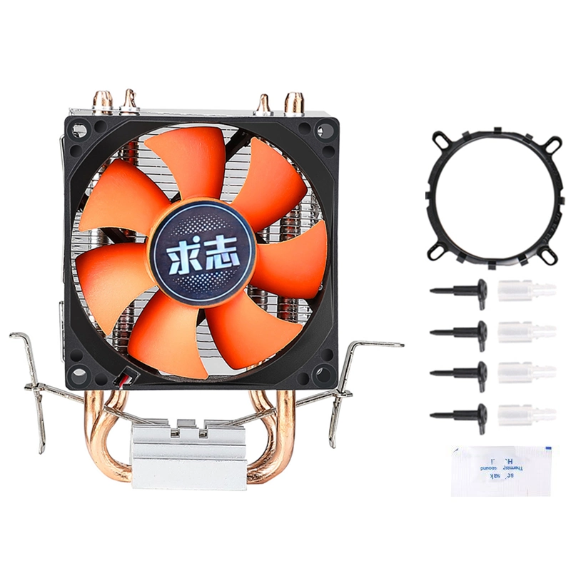 8cm Fan for Intel AMD 2 Copper Pipe CPU Cooler Dual Heat Pipes Radiator Computer Cooling Silent