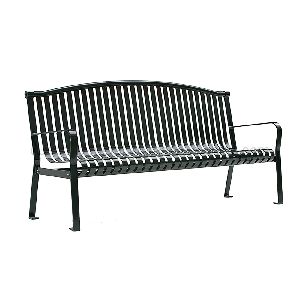 Metal Outdoor Park Seating Flat Steel Public Curved Benches