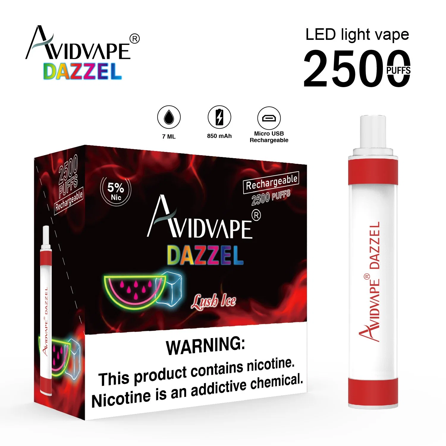 Hot Selling Wholesale/Supplier Vape Pen Pod Avidvape Dazzle Disposable/Chargeable Vape Pen Device Wholesale/Supplier I Vape 7ml E-Liquid vape Device