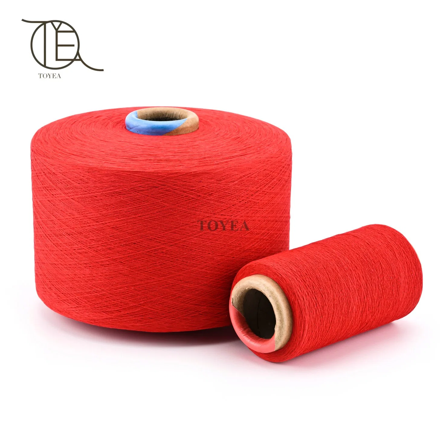 Ne20 Bright Red Open End Recycle Regeneration Cotton Polyester Knitting Dyed Yarn