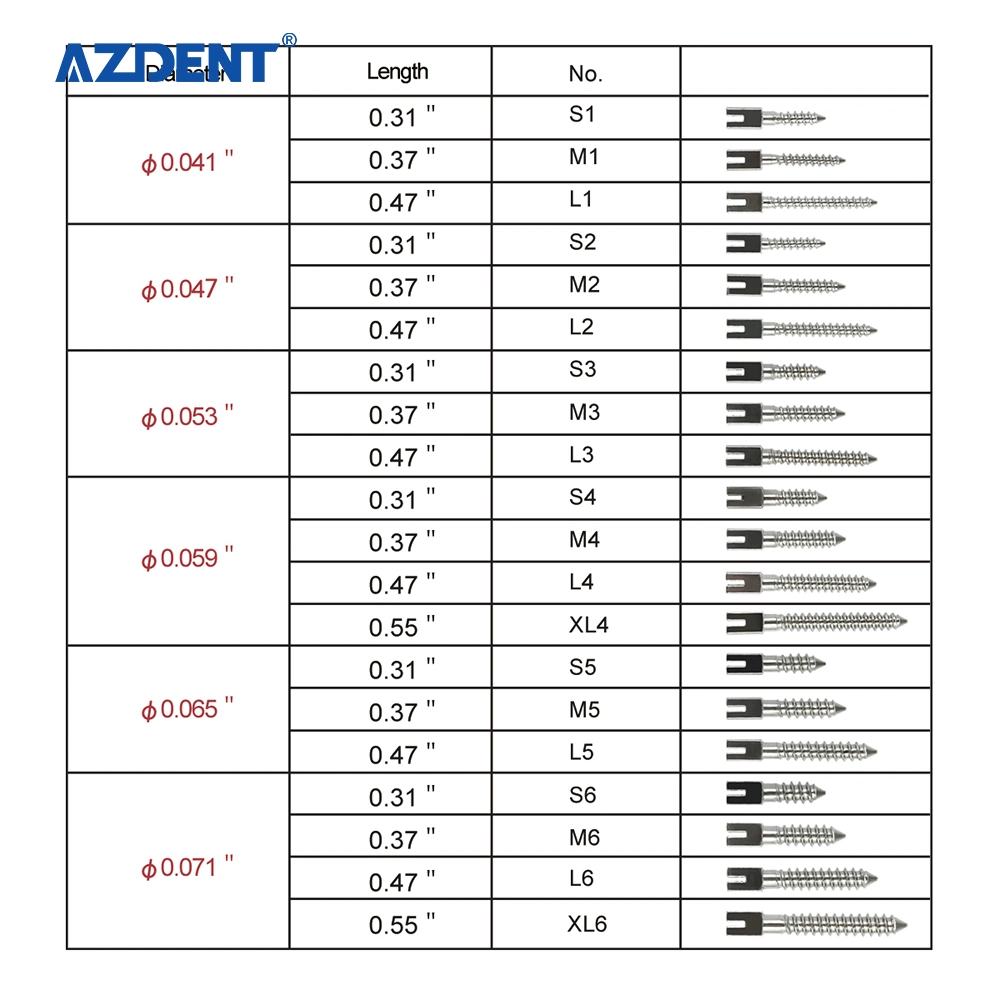 Venta caliente 120PCS/Ajuste el tornillo de Dental Post