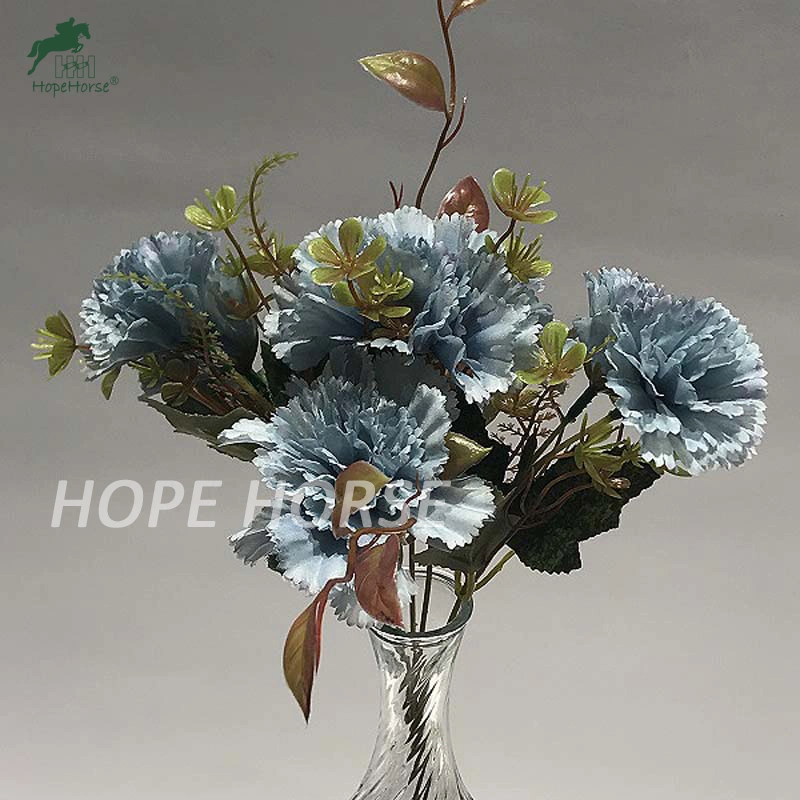 Colorful Silk Artificial Flower Five Heads Carnation Wholesale/Supplier Artificial Flower for Wedding and Home Decoration