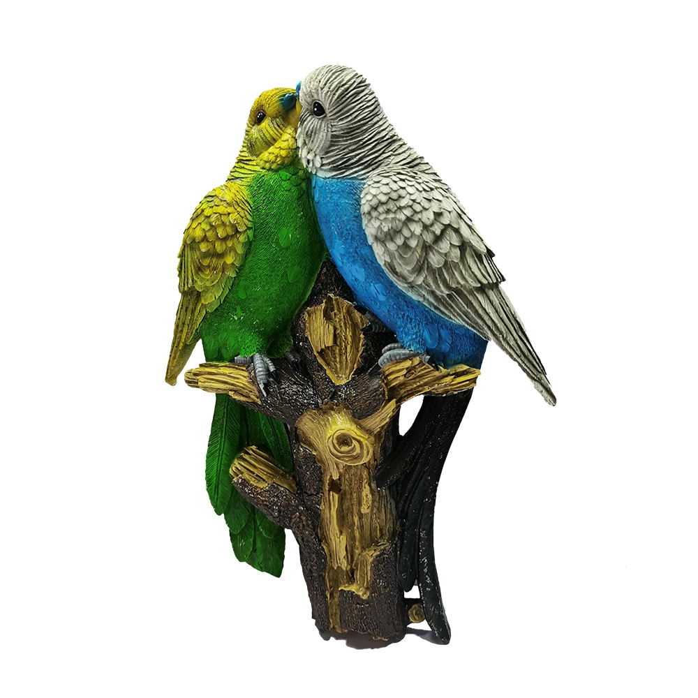 Resin Garden Couple Parrots on Branch Life Size Statue Wall Hanging Birds Sculpture