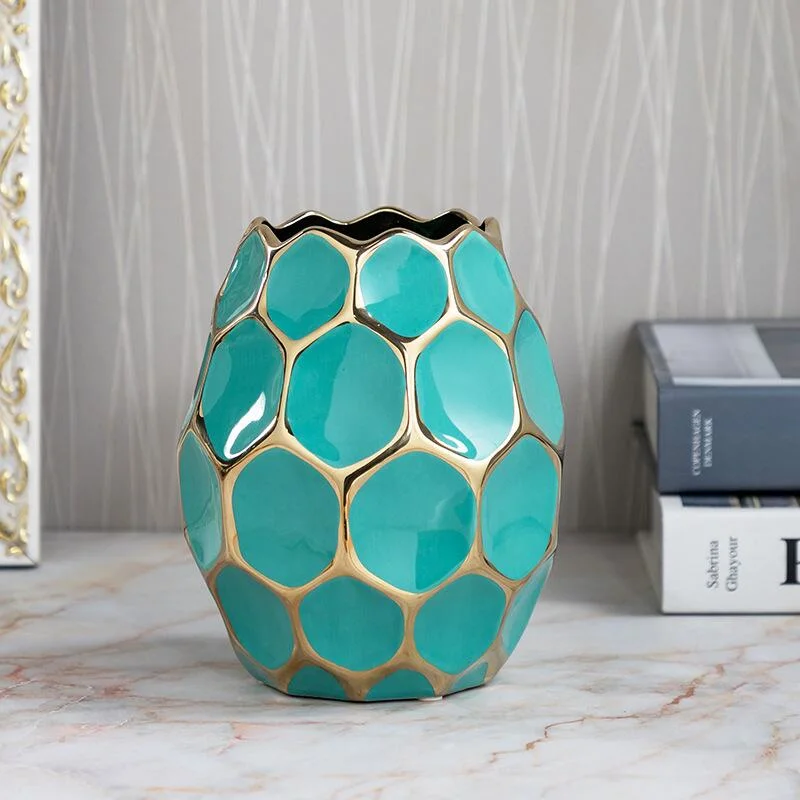 La cuadrícula geométrica minimalista creativos Floreros de cerámica para decoración del hogar