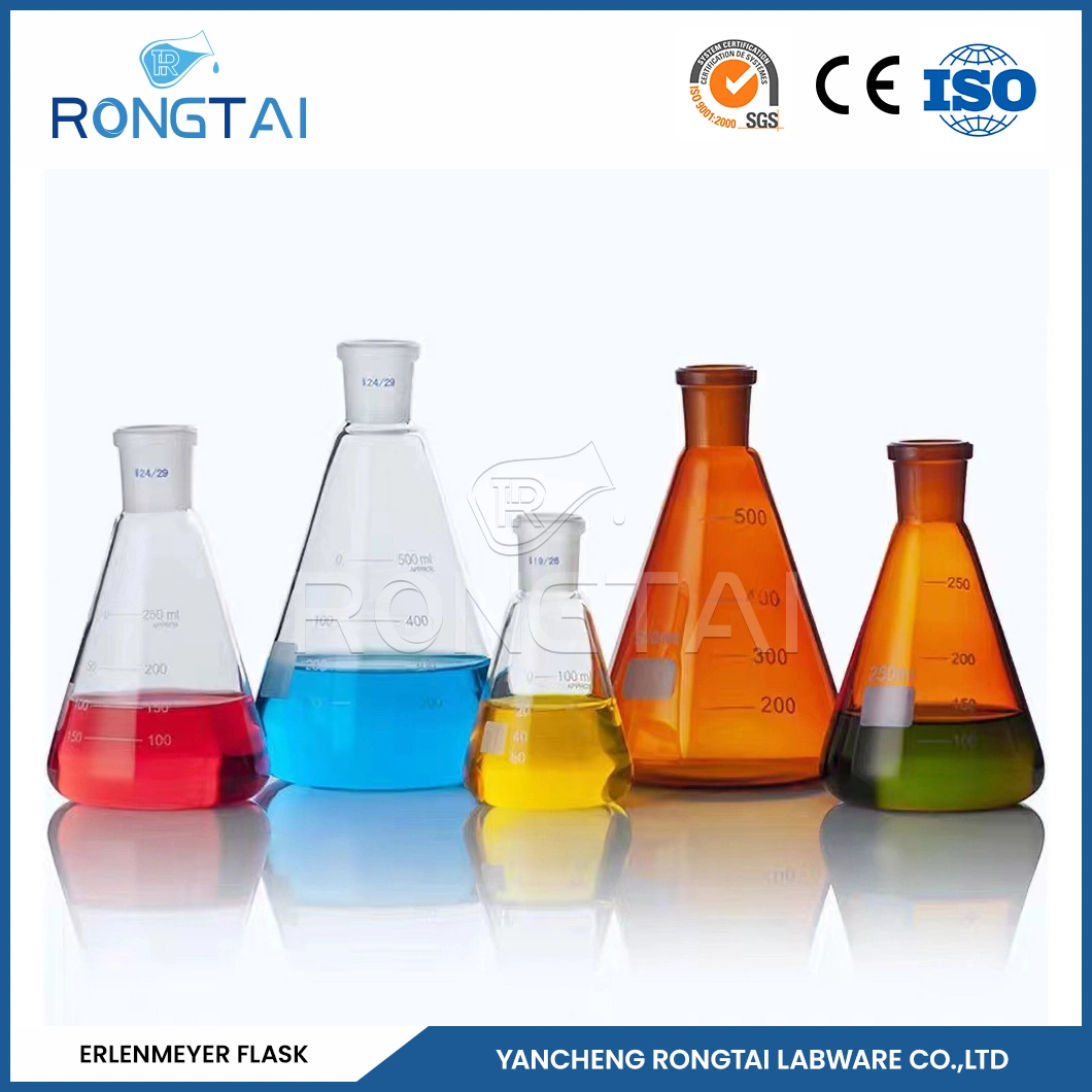 Rongtai 10000 Ml Erlenmeyer Flask Wholesale/Supplierr Erlenmeyer Flask 500 Ml China Wide Neck Glass Bottle Conical Flask