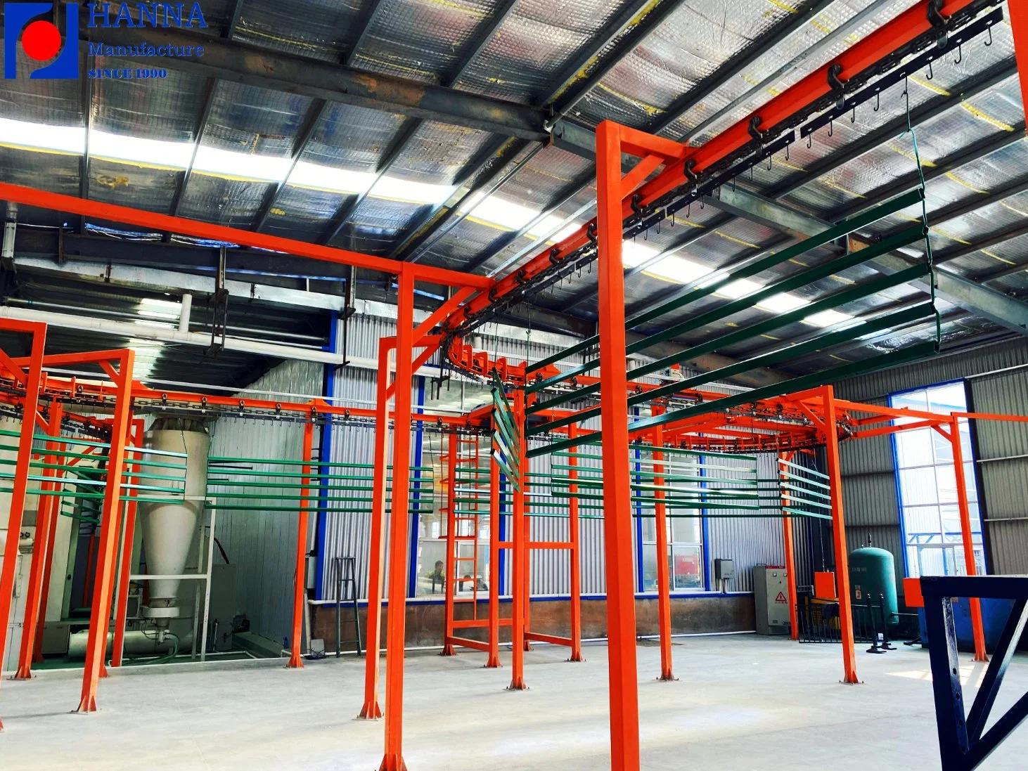 Full Automatic Powder Coating Plant for Heavy Products Power and Free Conveyor