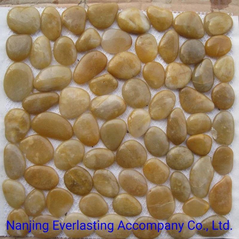 River Stone Polished Pebbles on Net Floor Mosaic