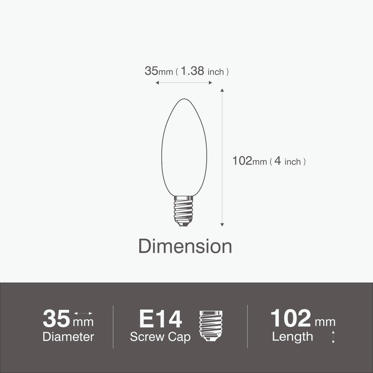 E14 LED Candle Shape Light Bulb with 3W 2700K 230V 250 Lumens