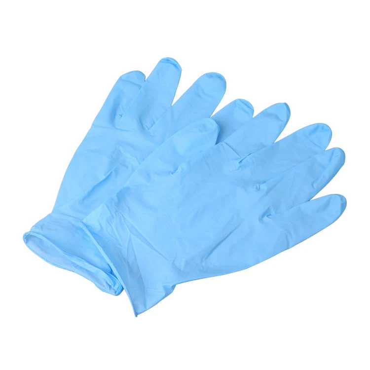 Medical Nitrile Gloves Finger Texture Grip Waterproof Powder-Free Latex Blue