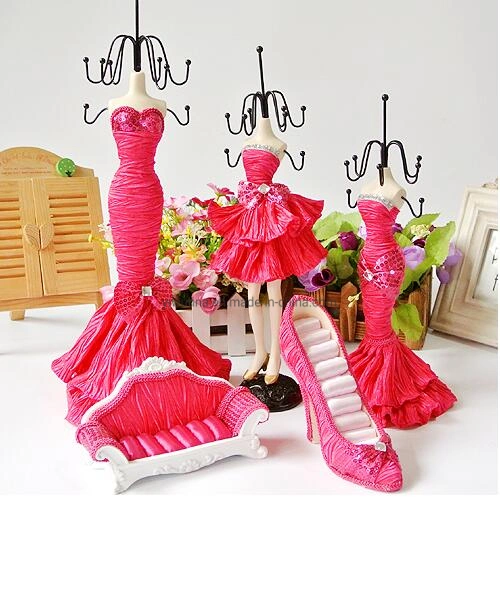 Hot Pink Jewelry Doll Holder Display Decorative Mannequin Doll Necklace Hanging