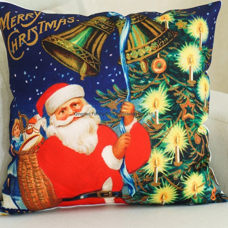 Weihnachten Design Startseite Textil bedruckte Polyester Stoff Cushipn Bezug für Bett, Stuhl, Sofa