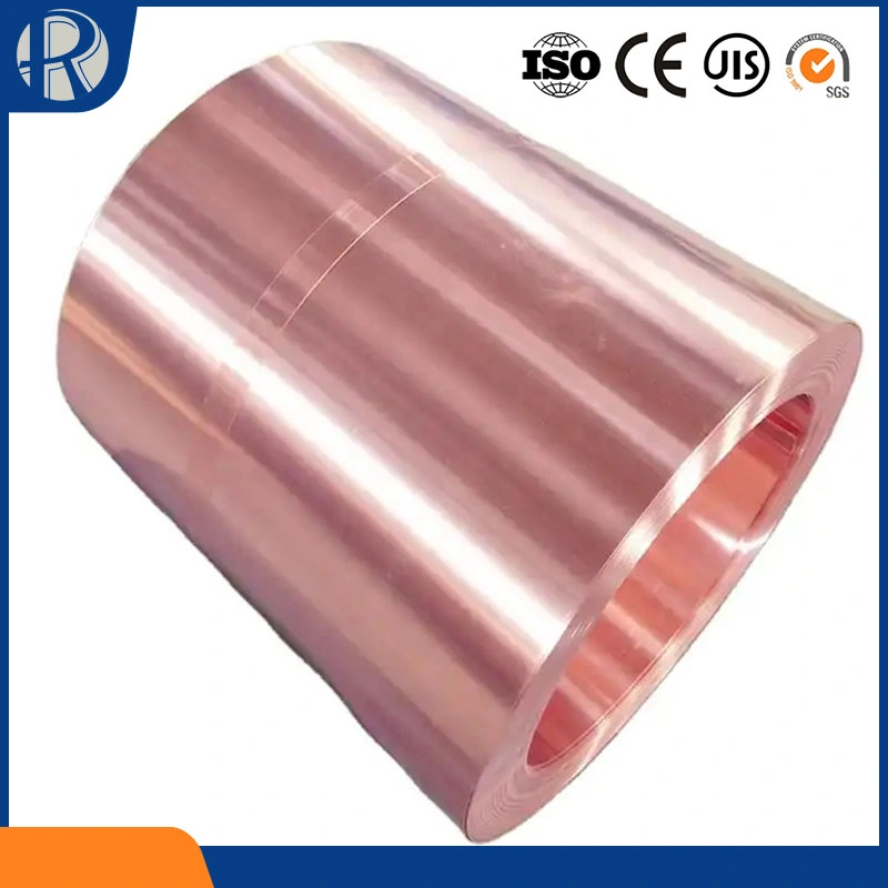 Copper Coil Sheet Strip Coil Roll Red Copper Plain Foil Tu1, Tu0, Tu2, Tp1 Electronic Non-Alloy Red Coppery Soft Hard