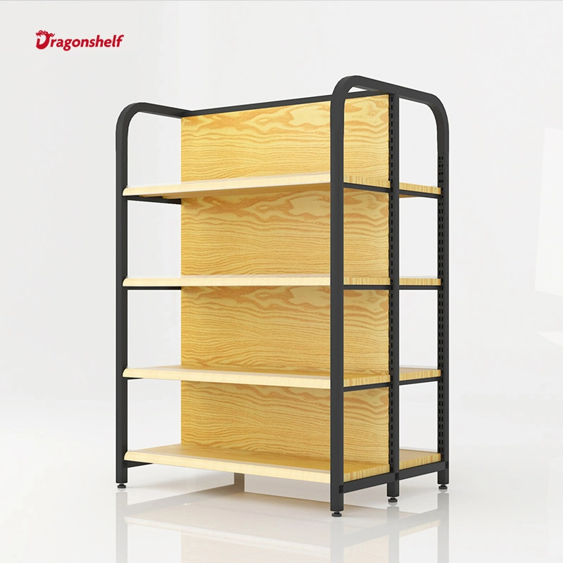 High quality/High cost performance  Supermarket Manufacturer Four-Column Shelf Gondola Wood Grain Shelving