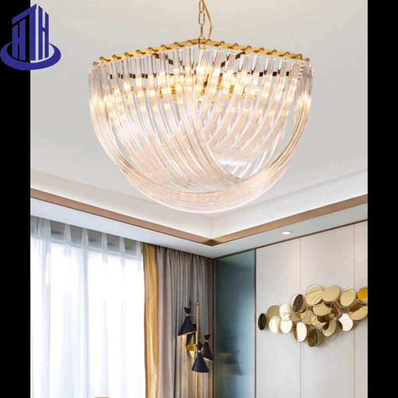 E14 D30/50/65/80 cm lustre de cristal pendente nórdico de luxo em forma de U (3001)